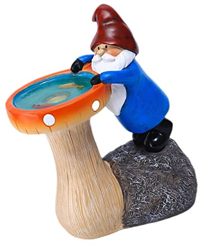 Kisangel Statue de Nain de Jardin en Résine avec Panneau Solaire Décoration D'extérieur