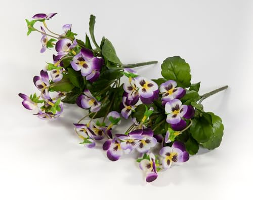 Seidenblumen Roß 2 Stück Hornveilchen 22cm FT Kunstblumen künstliche Blumen Mini-Stiefmütterchen Viola cornuta (Lila)