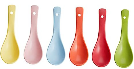 Didiseaon 6 Piezas Cucharas Sopera De Cerámica Cuchara De Porcelana Coloreada Utensilios De Cocina Vajilla De Cerámica Para Gachas