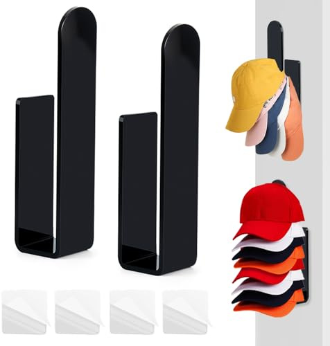 lemgyiamz Cap Halterung Wand, Selbstklebende Kappenhalter, MüTzen Aufbewahrung zur Aufbewahrung Von Kappen, Mehrzweck Basecap Halterung Wand für Baseball Kappe Schals Taschen 2 StüCk