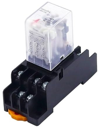 1 juego de relé de potencia de microbobina MY3 HH53P MY3NJ, 11 pines, 3 NO, 3 NC, lámpara LED, 5 A, CA 110 V, 220 V, con zócalo de 12 V, 24 V(AC 220V)