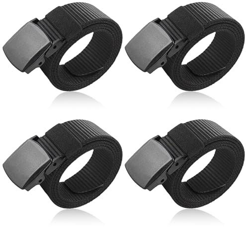 PHMING 4 Pièce Ceinture Élastique, 150 cm Ceinture Tissus-Homme, Sans Boucle Métallique, Noir Ceinture-Travail Homme, pour le Travail et les Voyages