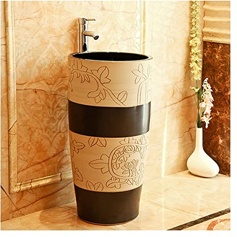 JKJZSALJ Lavandino da Bagno Indipendente Art Hotel Home Lavandino da Bagno, Lavandino da Pavimento in Ceramica Lavandino Lavamani Facile da Pulire, B, 42X83Cm (16X32 Pollici)