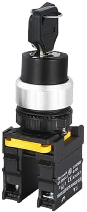 Interrupteur rotatif à 2 ou 3 positions, verrouillage momentané, transfert marche/arrêt, 22 mm, avec clé(3 Position 2NO,Self-Reset)