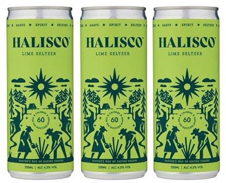 Halisco Lime Seltzer – 3 Pack – Sparkling Agave Spirit Drink – 250ml Cans – 4.5% ABV – 60 Calories – Gluten-Free, Vegan, and Naturally Flavoured