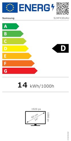 Samsung Monitor Serie S43UF (S24F430UAU), Flat, 24'', 1920x1080 (Full HD), IPS, 100Hz, 5ms (GtG), DP, HDMI, USB-C, Eye Saver Mode