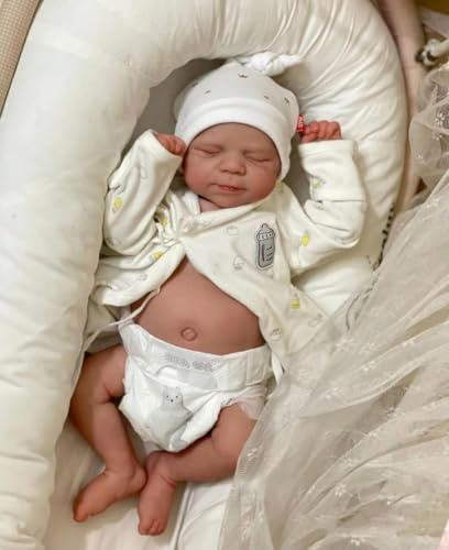 Zero pam Reborn Baby Mädchen Vollvinyl Lebensecht Augen Zu, Puppe 45 cm Realistische Babypuppe Mit Vollem Vinyl Körper Wasserdicht Babys Puppe Für Kinder Ab 3 Jahren
