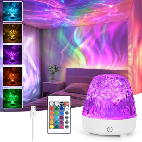 URAQT Ocean Lamp Aurora Night Light, Ocean Wave Ceiling Projector, Sensory Night Lights with 16 Colors, 30 Lighting Modes, Northern Lights Cube, for Bedroom Party Game Birthday Gifts for Kid Women Men