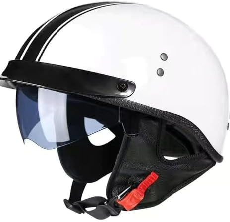 Caschi Moto Jet E Demi-Jet Omologato ECEDOT Retrò Caschi Cromwell Moto Scodella Con Visiera Casco Moto Ciclomotore Mezzo Casco Scooter Per Uomini E Donne Adulti 3,XL:61-62CM
