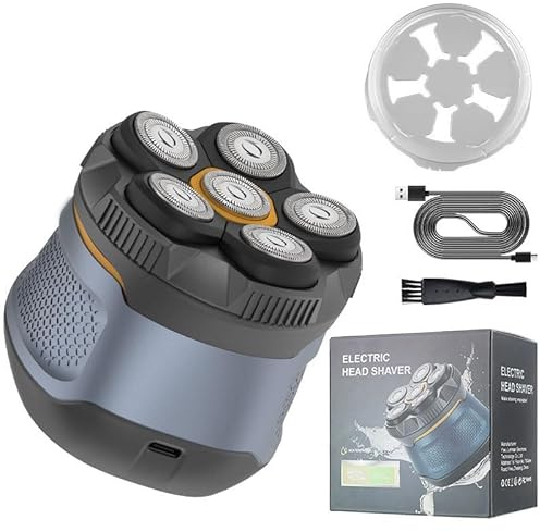 Rasoi rotanti da uomo senza fili 6D, per uomini calvi, per testa e viso calvi, impermeabile IPX6, per uso bagnato/asciutto, display a LED, rasoio elettrico
