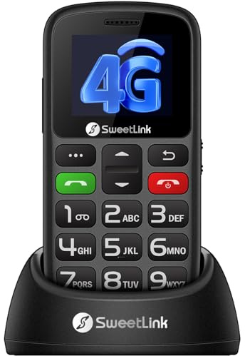 SweetLink S2 Plus 4G Teléfono Móvil para Personas Mayores, Senior Moviles de Teclas Grandes y Volumen Alto, Botón SOS, Bateria 1400mAH,Compatible con Todos los Operador