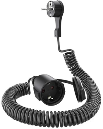 Cavo di prolunga da 2/3/5/8/10 m, spina maschio e femmina tipo C a 2 pin, con avvolgicavo in PVC con molla nera(5m black)