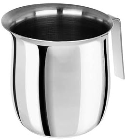 Dc Casa Bricco Bombato in Acciaio Inox | Caffettiera Mini in Acciaio Lucido per Riscaldare Latte, Caffè o Salsa (8 Tazze)