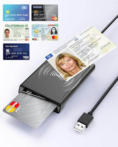USB Chipkartenleser mit NFC,Personalausweis Lesegerät Chipkartenlesegerät Smart Card Reader NFC Lesegerät Kompatibel mit PC Windows 10 11 Linux für den neuen Personalausweis Bankkarten