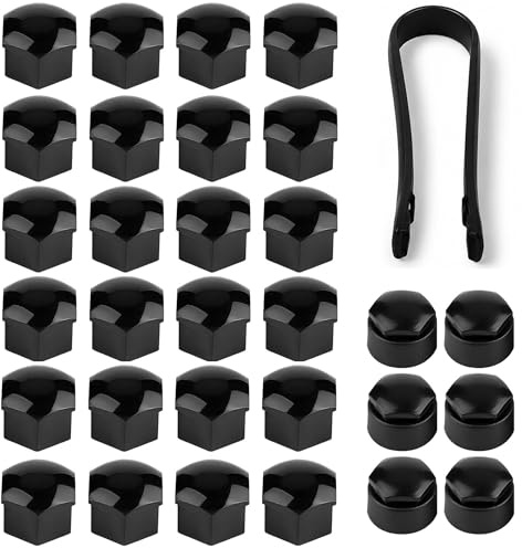 Gcfyub 30Pcs 17mm Wheel Nut Covers with Removal Tool, Hexagonal Lug Nut Caps, 24 Standard Caps + 6 Anti-Theft Caps, Bolt and Hub Screw Protectors, Universal Fit for Most Cars, SUVs and Light Trucks
