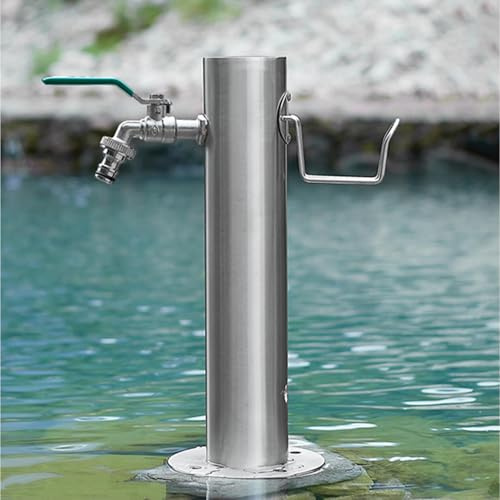 Columna de Agua de Acero Inoxidable para jardín, Soporte Independiente para Manguera, Resistente a Las heladas para Exteriores, Fuente de Columna de Agua con Colgador de