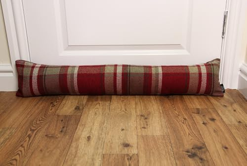 McAlister Textiles Heritage | Ungefüllter Zugluftstopper im Tartan-Muster kariert 18cm x 90cm in Rot | Deko Windstopper Kissen für Fenster, Türen im Schottenkaro, Tweed