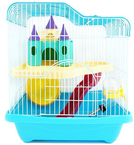 BPS® Hamsterkäfig, Hamstervilla mit Rad, Tunnel und Haus, 28 x 21 x 31 cm, Farbe wird nach Zufallsprinzip versandt