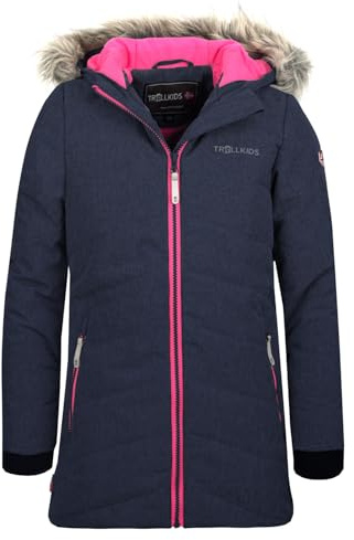 Trollkids Lifjell - Chaqueta de esquí impermeable y cortavientos para niña, azul marino/rosa, 116