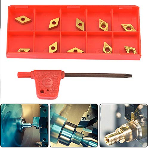 DCMT070204 US735 DCMT21.51 Utensile per tornitura di tornio a Lama con Inserto in Metallo Duro con Chiave 10PCS