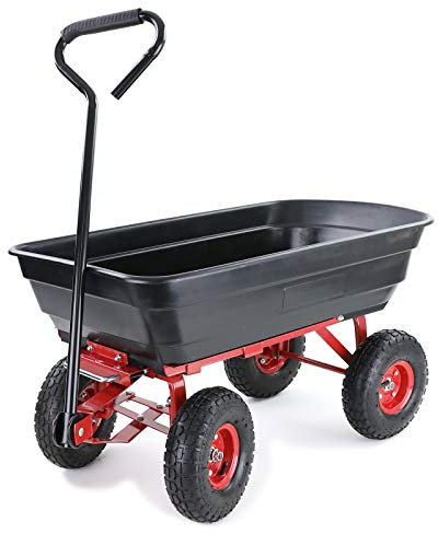 RAMROXX Transportwagen Gartenwagen Schubkarre Handwagen Kippfunktion 250 kg Schwarz Rot