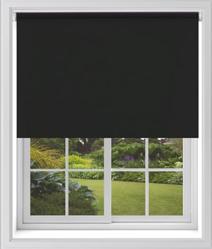 Caecus Black Blackout Roller Blinds Made To Measure Window Blinds Easy Fit Child Safe Thermal Properties Home Office Fitting Included Up To 60cm Width x Up To 210cm Drop