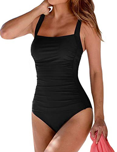 Husmeu Swimming Costume Women Vintage Padded Push Up Tummy Control Swimwear | One Piece Swimsuits Tummy Control Bathing Suits Swimwear