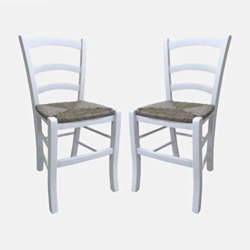 Dmora - Lot de 2 chaises Classiques en Bois, pour Salle à Manger, Cuisine ou Salon, Made in Italy, cm 46x42h87, Couleur Blanc