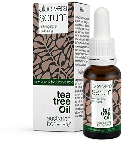 Aloe Vera Serum mit Vitamin C + Hyaluronsäure + Vitamin E + Vitamin F | 100% vegan Gesichtsserum pflegt bei Unreinheiten, Pigmentflecken und Falten/Age | Für alle Hauttypen geeignet- 30 ml