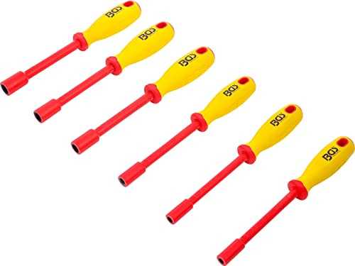BGS 71095 | VDE-Steckschlüssel-Schraubendreher-Satz | Sechskant | 6-tlg. | SW 5,5 - 12 mm | Klingenlänge 125 mm | 2-Komponenten-Griff | Chrom-Vanadium-Stahl | DIN ISO: EN/IEC 60900