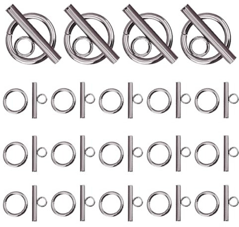 DICOSMETIC 50 Juego de Cierres de Palanca Redondos de Acero Inoxidable IQ Cierres de Barra Y Anillo Cierres de Cierre OT Conectores de Barra En T para Collar Pulsera Suministros de Joyería