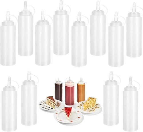 MIVIDE 20 Stück Squeeze Flasche, 240ml Quetschflasche mit Kappe, BPA Frei Saucenflasche für Ketchup, Senf, Mayo, Soßen, Olivenöl (8oz)