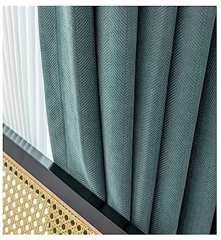 Homxi Blickdichter Vorhang Jugendzimmer 2er Set 2 x 137W x 214H cm,Küchenvorhang Blickdicht Blau Einfarbig Vorhänge Haken