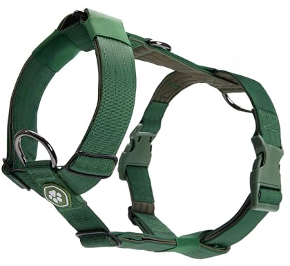 Spark Paws No Pull Hundegeschirr Grosse Hunde, Halterdesign mit Frontclip, Y Geschirr Hund, Robust und Strapazierfähig Harness für Große und Starke Rassen - Green, S
