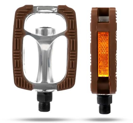 Fahrradpedale, Fahrrad Pedale Classic für City/Trekking mit Rutsch Feste Pedalenaus Gummi | inkl. Reflektoren, StVZO Zugelassen, Komfort, Leicht, Einheitsgröße EU