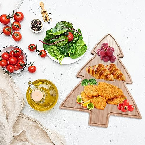 Shalwinn Käsebrett mit Messer Set, Weihnachtsbaum Käsebrett, Charcuterie Boards, Holz Servierplatte Set für Küche und Zuhause