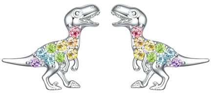 jagosen Boucle D'oreille Enfant Fille Dinosaure Argent Diamant Boucles D'oreilles Femme Animaux En Forme De Petit Dinosaure Cadeau De Noël Pour Femme Fille