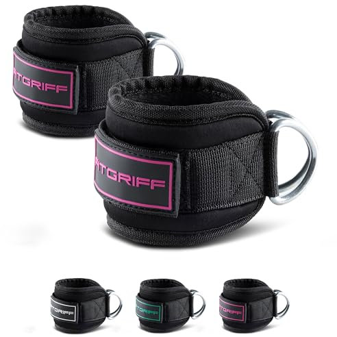Fitgriff® Sangle Cheville Musculation Poulie V3 (Rembourré)- Ankle Straps pour Sport, Kickback, Entraînement des Fessiers - Accessoires de Fitness (Pink)