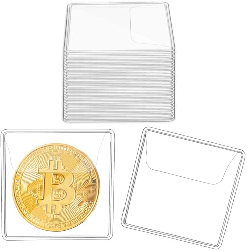 Ysglory 150Pcs Single Pocket Coin Flips Clear Coin Collector Protectors Individual Plastic Sleeves Holders Small Coin Pouch for Jewelry Storage Currency Collectors (2.2 x 2.2 Inch) (Rectangular)