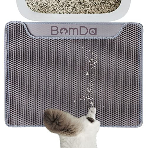 BomDa Katzenklo Matte, Katzenstreu Unterleger Waben Design Katzenklo Vorleger wasserdichte Doppelte Schichte Entwurf Bienenwabe Matte (58x43cm)