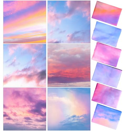 Kittmip 6 Pcs 2 ft Fluorescent Light Covers with 48 Magnets, Sunset Clouds