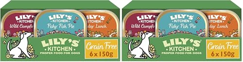 Lily's Kitchen Aliment Humide Naturel pour Chiens Adultes, Grain Free Dinners, Recette sans céréales (6 x 150g barquettes) (Lot de 2)