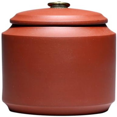 DIANXI Ceramic Tea Caddy Copper Lid Jar Sealed Tea Jar 12.69 oz Purple Clay Loose Leaf Tea Storage Jar Pu'er Tea Storage Jar Keeps Loose Tea Tidy and Fresh Tea Storage Container