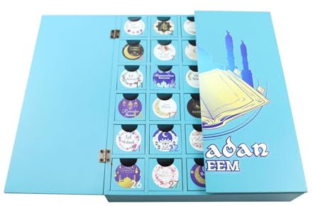 Eid Adventskalender Holz Countdown Kalender Dekor für Zuhause Islam Eid Dekorationen Desktop Ornament Buchkalender Schrank Islamischer Kalender 2024