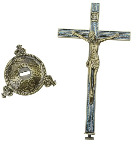 Crucifix On The Stand For Cross Catholic Antique Ornament Ritual Holding