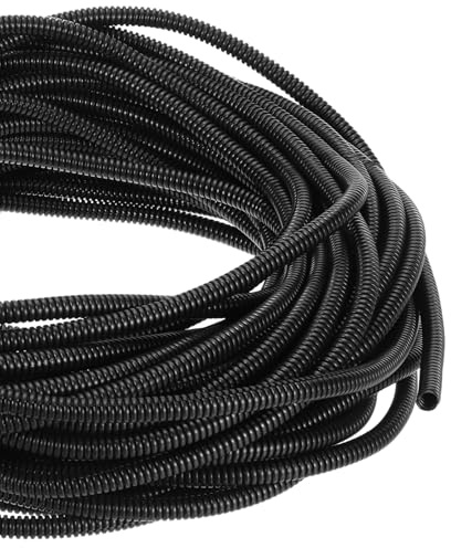 DMiotech 30m Wire Loom Split Tubing 12.7mm, Cord Protectors from Pet Flexible Conduit Cable Management for Office, Home, Garden, Black