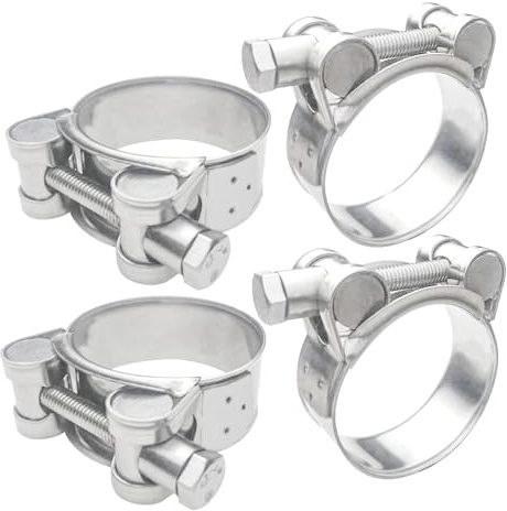 GIONAR 4 Pcs Colliers de Serrage à boulon 44-47mm, Collier Durite Essence, Collier de Serrage Inox 304, Collier Echappement pour Equipement d'ingénierie, Bateaux, Motos