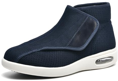 Möge Scarpe Diabetici Uomo Scarponcini da Pantofole Leggere Stivali Comode Anziani con Strappo Suola Antiscivolo per Fascite Plantare(Blue,40 EU)