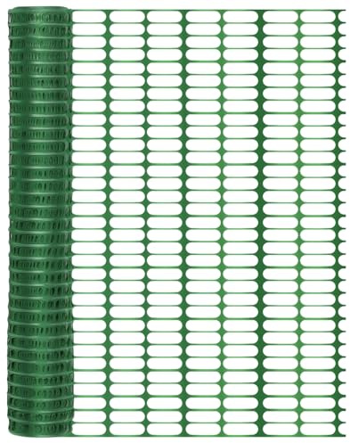 Fiqops 1x50m Begrenzungszaun, Geflügelzaun Flexibel, Mobiler Zaun,Hundezaun Garten für Hühner und Haustiere,Hühnerzaun Kann Geschnitten Werden aus HDPE,Grün,2 Stück