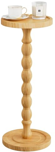 Wooden Round Side Table, Round Bar Table, Small End Table-Pale wood